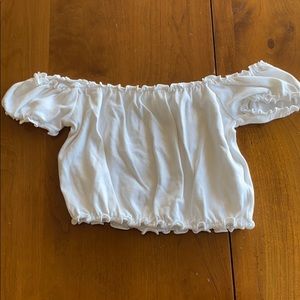 white forever 21 off the shoulder crop top